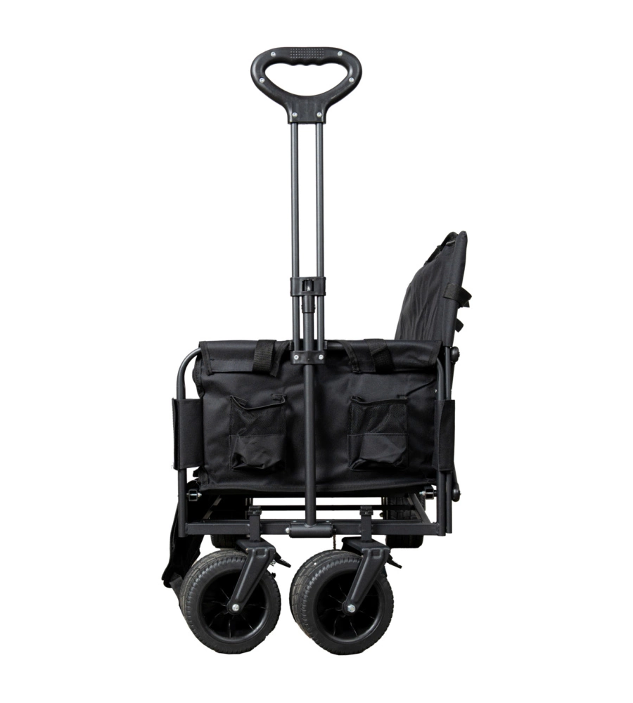 CARRELLO PIEGHEVOLE EUROGARDEN CON RUOTE E FUNZIONE PANCHINA IN ACCIAIO NERO 108X55,5X73 CM